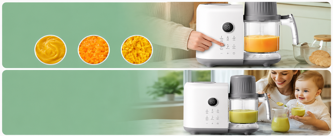 SOFTIES Baby Food Steamer & Processor, Steamer for Baby Food Cooking with Touch Screen Control, Self Clean, Blender for Baby Food Puree, Includes 2 Food Bowls, Spatula & Silicone Spoon