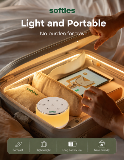 SOFTIES White Noise Machine for Baby Sleep – 34 Sounds & Night Light