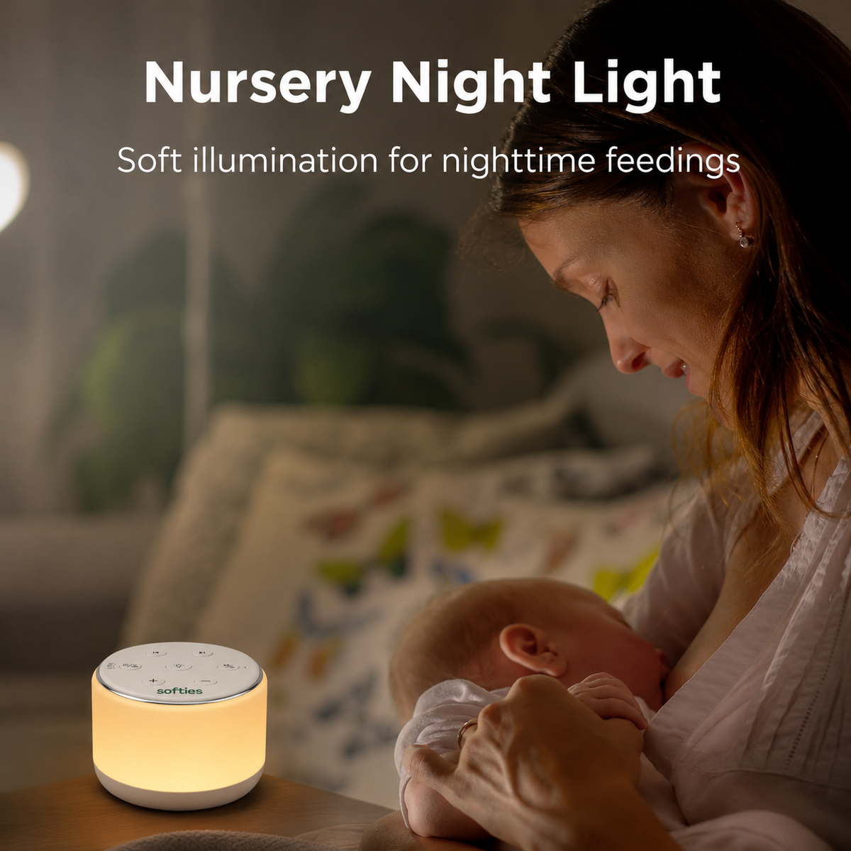 SOFTIES White Noise Machine for Baby Sleep – 34 Sounds & Night Light