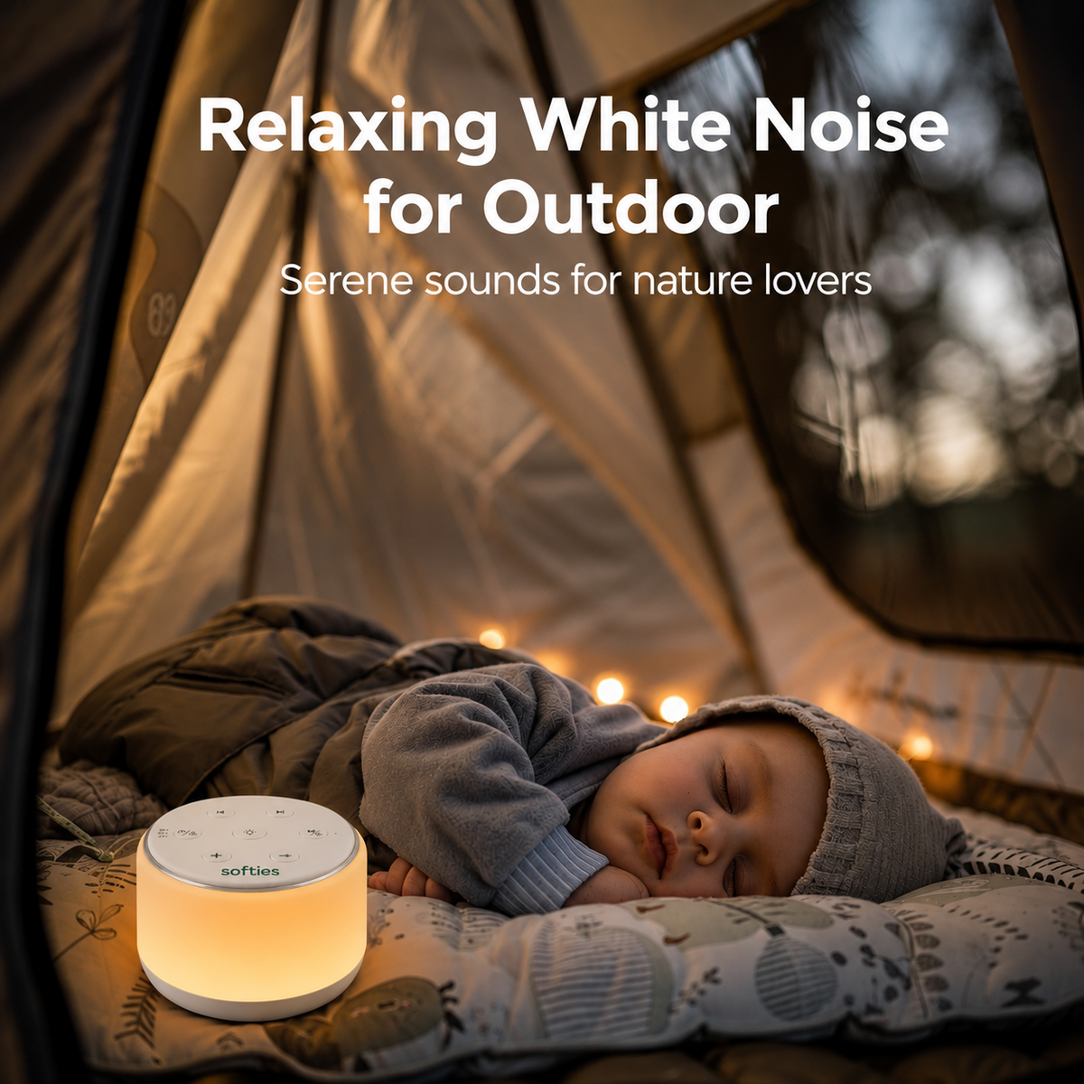 SOFTIES White Noise Machine for Baby Sleep – 34 Sounds & Night Light